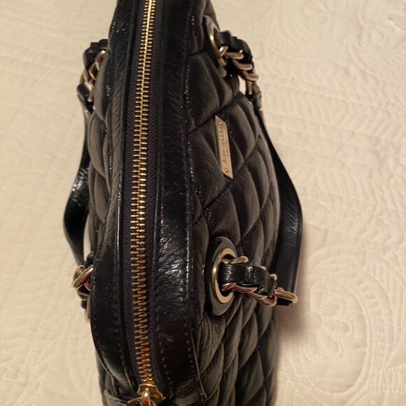 Kate Spade bling leather padded satchel double handles black textured bag - Picture 4 of 7